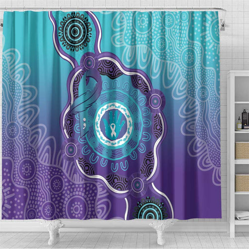 Australia Indigenous Shower Curtain Suicide Prevention Month Ribbon Aboriginal Art