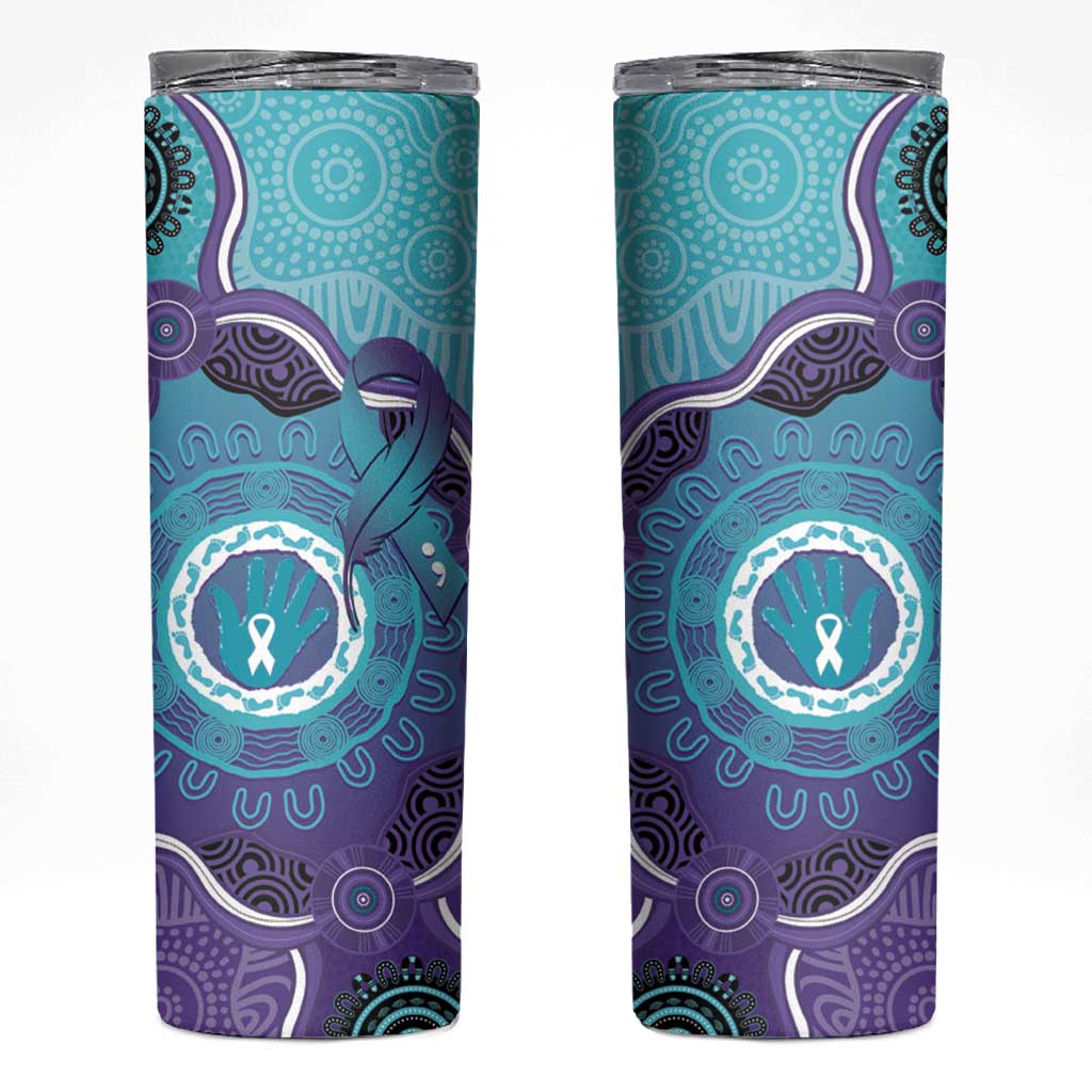 Australia Indigenous Skinny Tumbler Suicide Prevention Month Ribbon Aboriginal Art