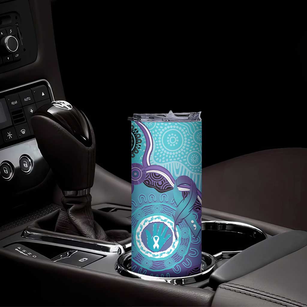 Australia Indigenous Skinny Tumbler Suicide Prevention Month Ribbon Aboriginal Art