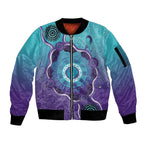 Australia Indigenous Sleeve Zip Bomber Jacket Suicide Prevention Month Ribbon Aboriginal Art