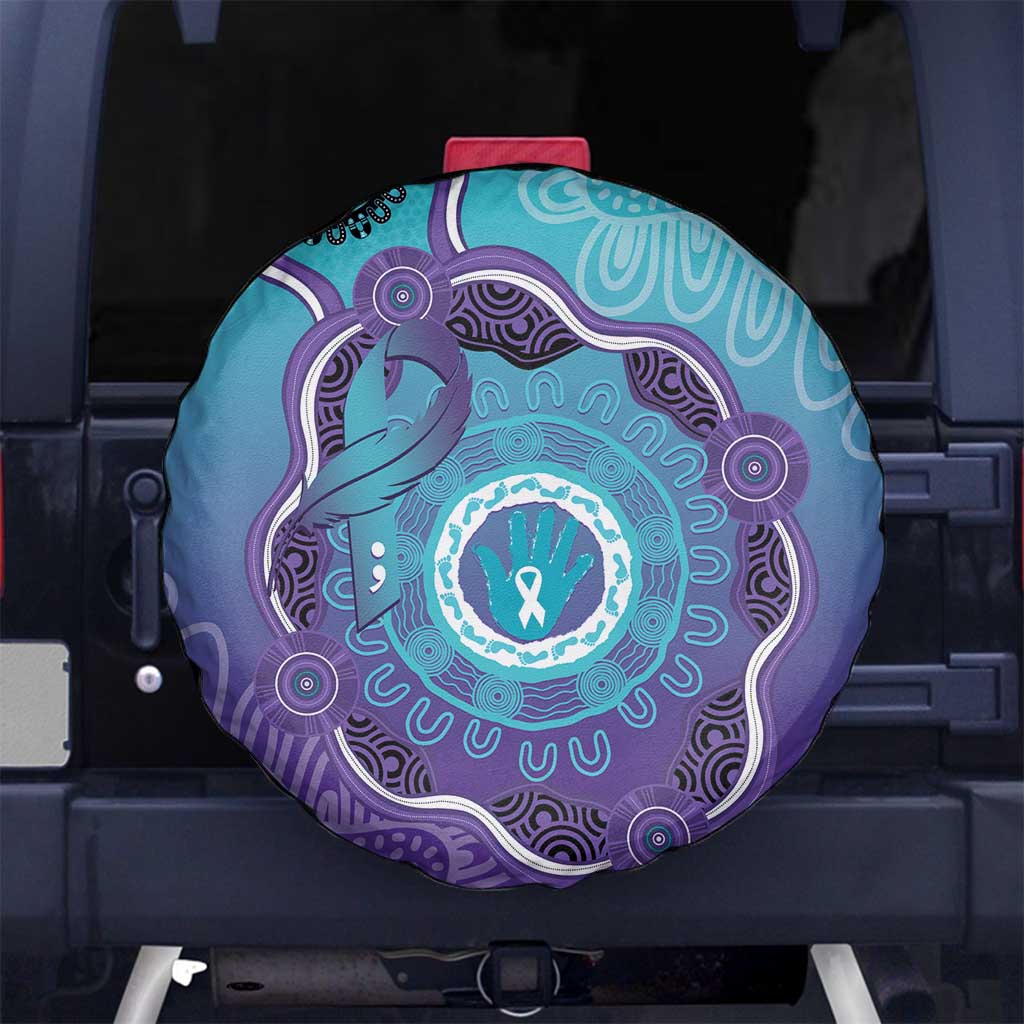 Australia Indigenous Spare Tire Cover Suicide Prevention Month Ribbon Aboriginal Art