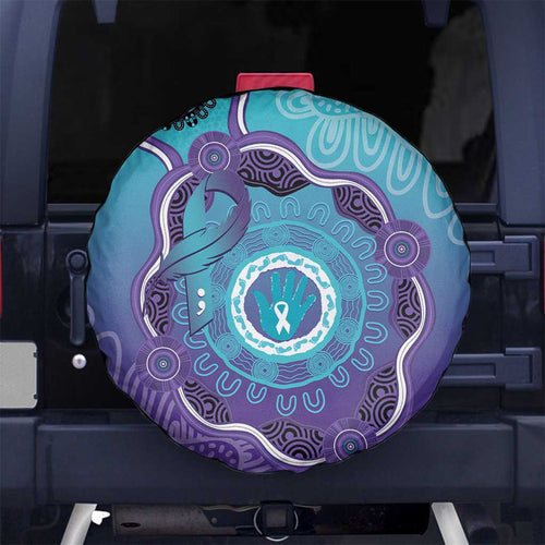 Australia Indigenous Spare Tire Cover Suicide Prevention Month Ribbon Aboriginal Art