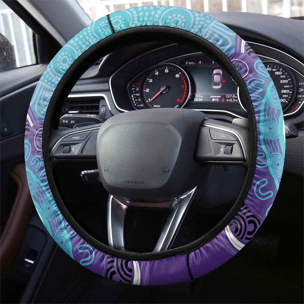 Australia Indigenous Steering Wheel Cover Suicide Prevention Month Ribbon Aboriginal Art