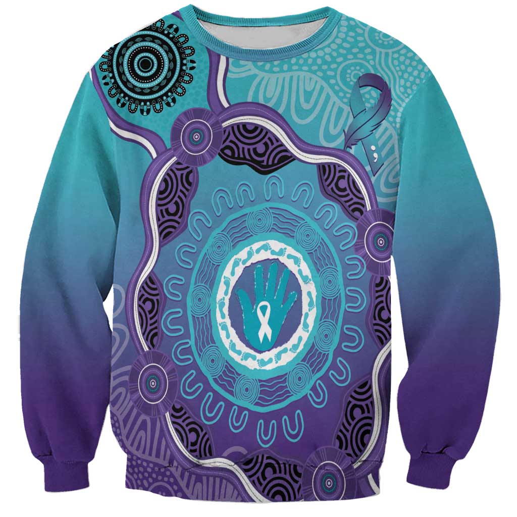 Australia Indigenous Sweatshirt Suicide Prevention Month Ribbon Aboriginal Art