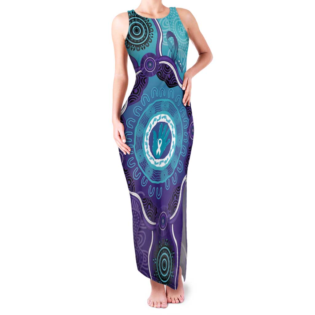 Australia Indigenous Tank Maxi Dress Suicide Prevention Month Ribbon Aboriginal Art