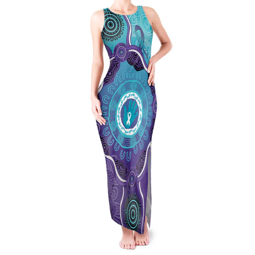 Australia Indigenous Tank Maxi Dress Suicide Prevention Month Ribbon Aboriginal Art