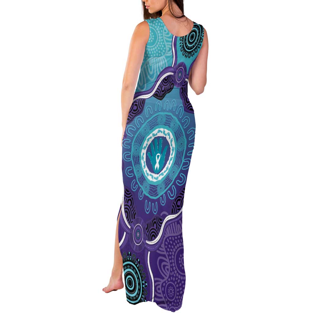 Australia Indigenous Tank Maxi Dress Suicide Prevention Month Ribbon Aboriginal Art