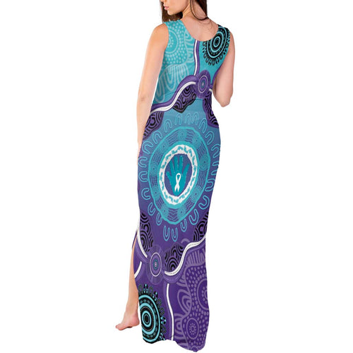 Australia Indigenous Tank Maxi Dress Suicide Prevention Month Ribbon Aboriginal Art