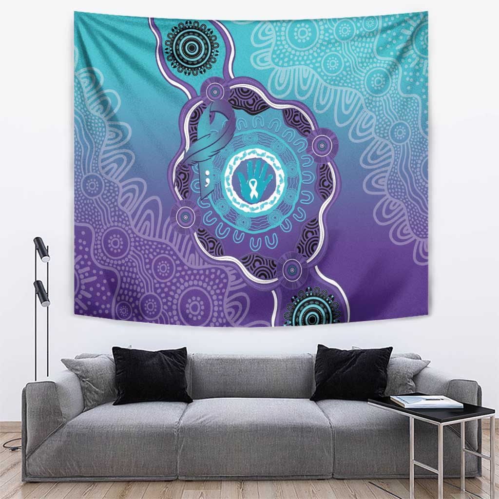 Australia Indigenous Tapestry Suicide Prevention Month Ribbon Aboriginal Art