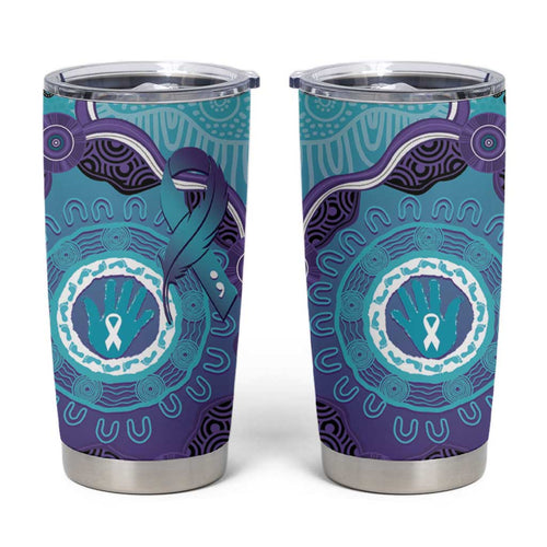 Australia Indigenous Tumbler Cup Suicide Prevention Month Ribbon Aboriginal Art