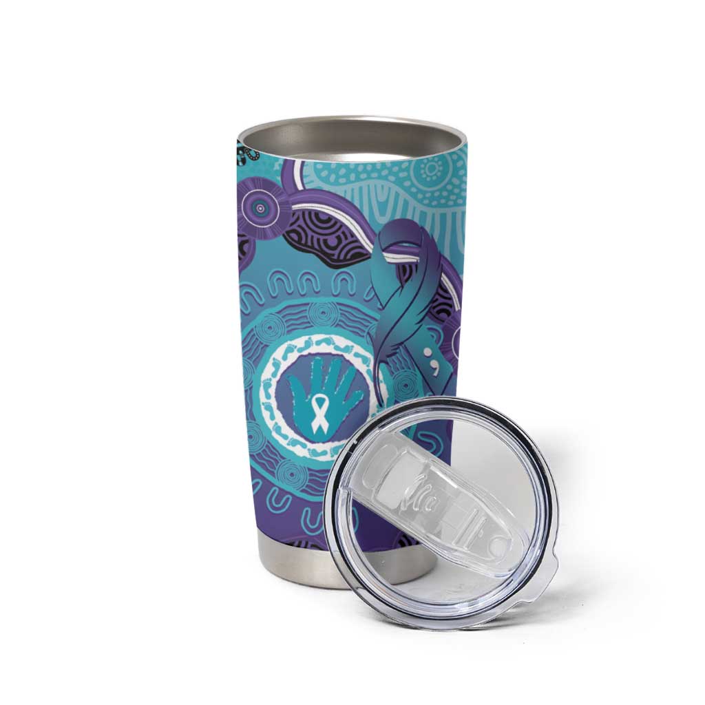 Australia Indigenous Tumbler Cup Suicide Prevention Month Ribbon Aboriginal Art