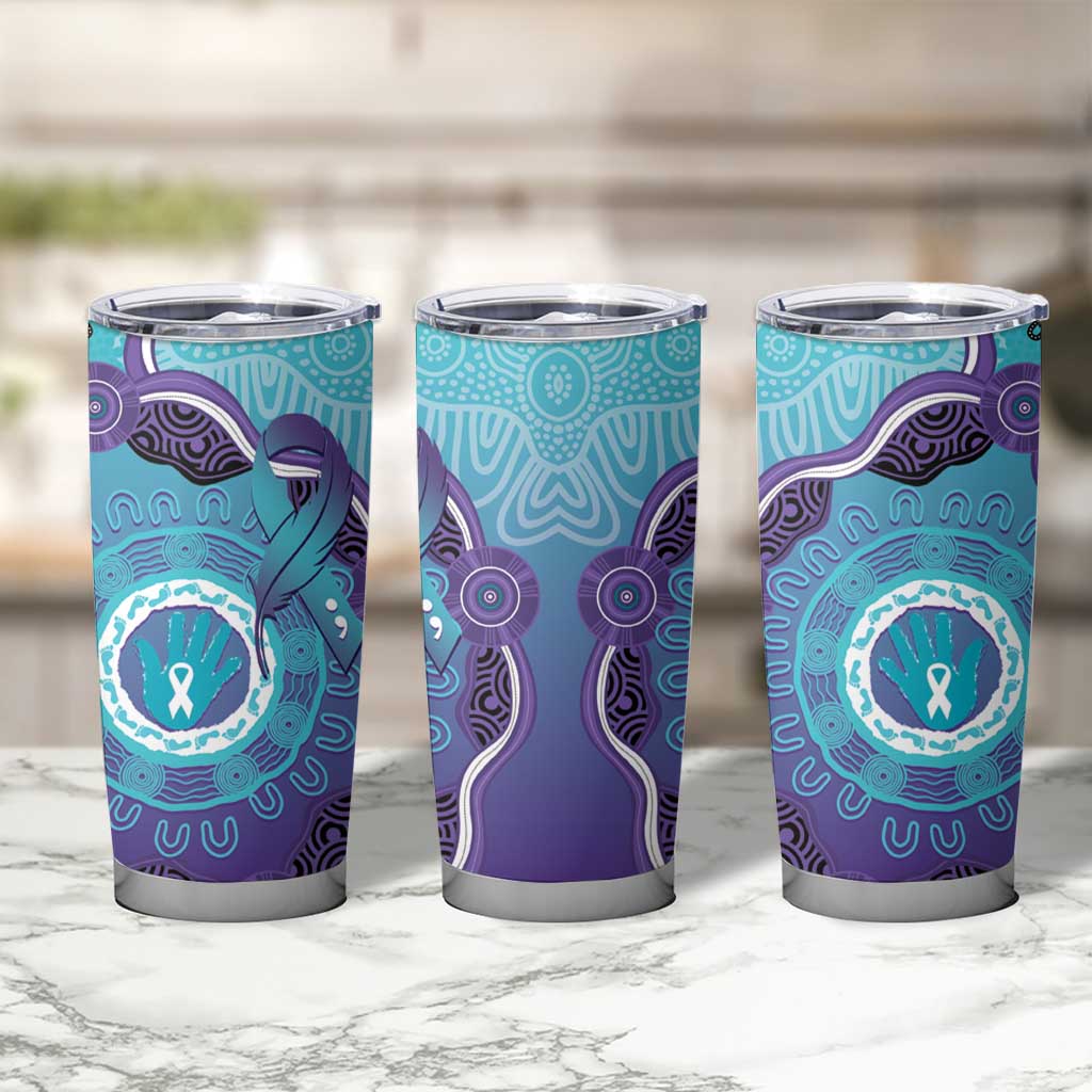 Australia Indigenous Tumbler Cup Suicide Prevention Month Ribbon Aboriginal Art