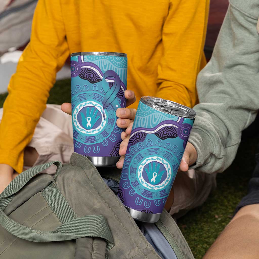 Australia Indigenous Tumbler Cup Suicide Prevention Month Ribbon Aboriginal Art