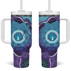 Australia Indigenous Tumbler With Handle Suicide Prevention Month Ribbon Aboriginal Art