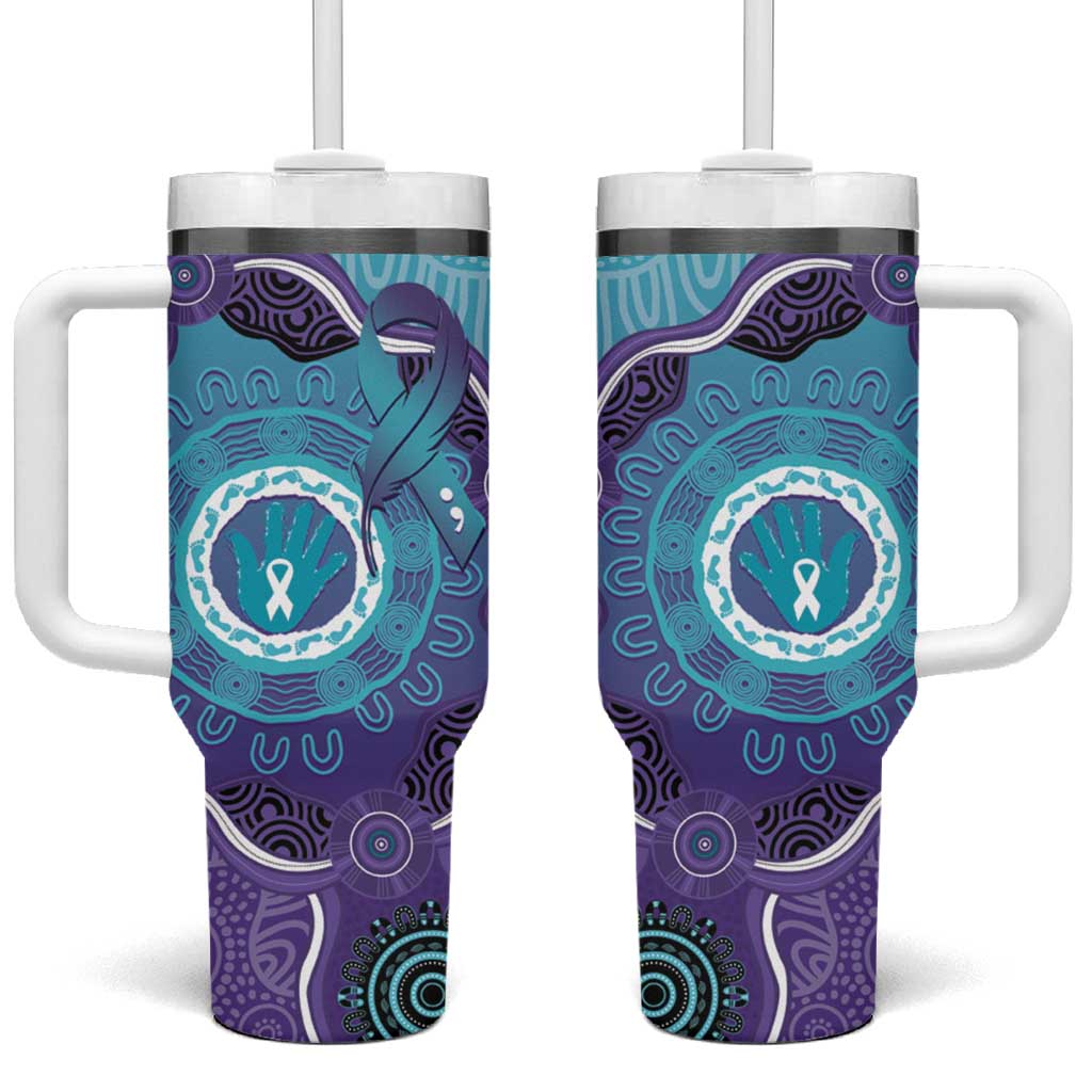 Australia Indigenous Tumbler With Handle Suicide Prevention Month Ribbon Aboriginal Art