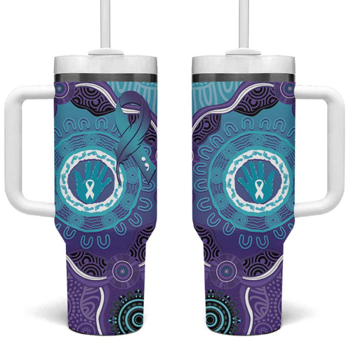 Australia Indigenous Tumbler With Handle Suicide Prevention Month Ribbon Aboriginal Art