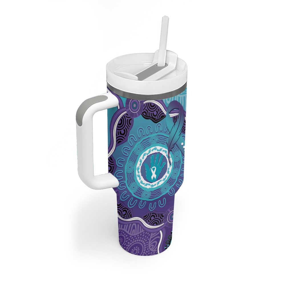 Australia Indigenous Tumbler With Handle Suicide Prevention Month Ribbon Aboriginal Art