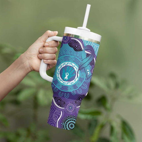 Australia Indigenous Tumbler With Handle Suicide Prevention Month Ribbon Aboriginal Art