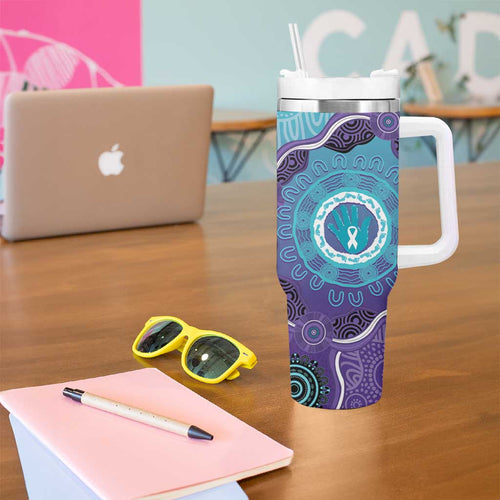 Australia Indigenous Tumbler With Handle Suicide Prevention Month Ribbon Aboriginal Art