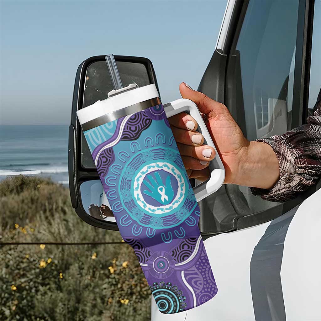 Australia Indigenous Tumbler With Handle Suicide Prevention Month Ribbon Aboriginal Art