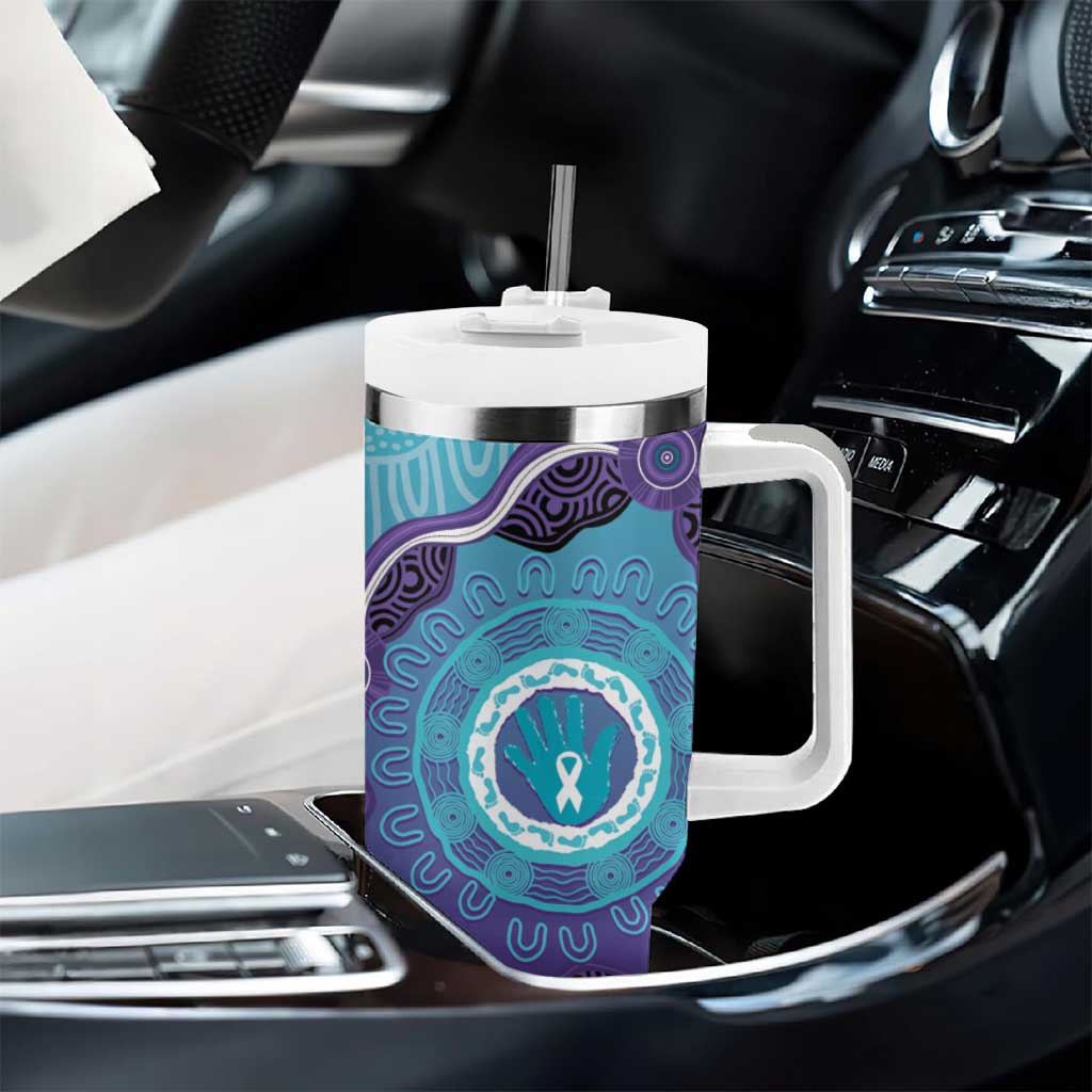 Australia Indigenous Tumbler With Handle Suicide Prevention Month Ribbon Aboriginal Art