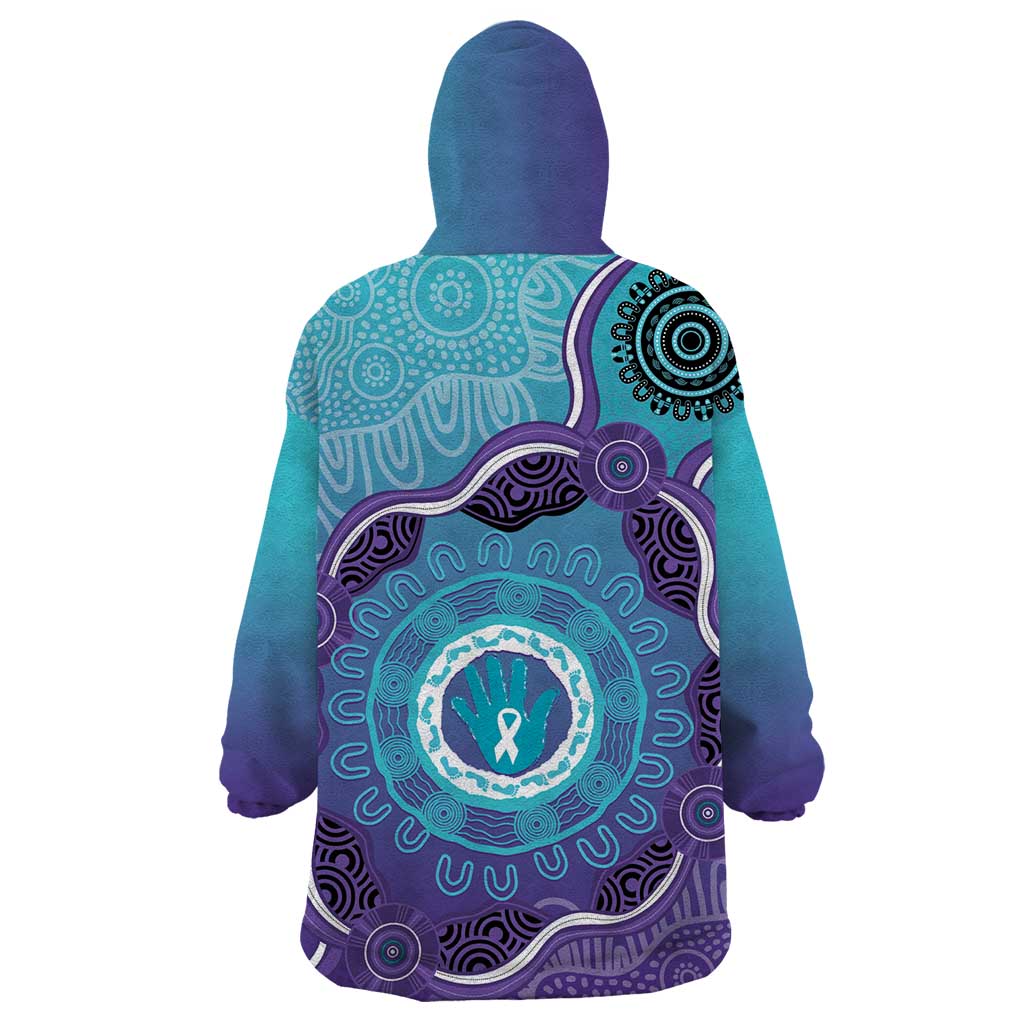 Australia Indigenous Wearable Blanket Hoodie Suicide Prevention Month Ribbon Aboriginal Art