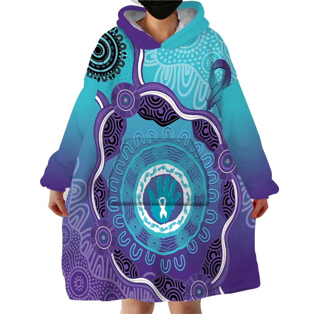 Australia Indigenous Wearable Blanket Hoodie Suicide Prevention Month Ribbon Aboriginal Art