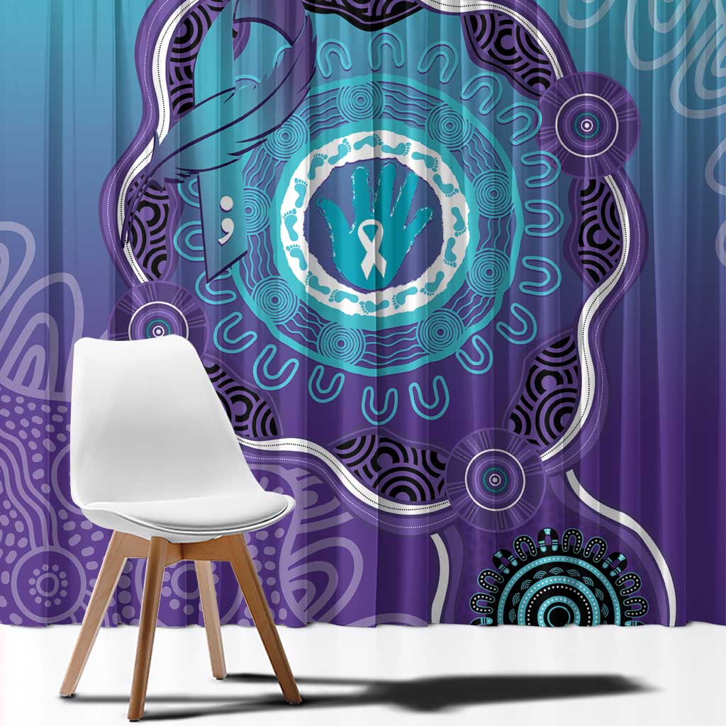 Australia Indigenous Window Curtain Suicide Prevention Month Ribbon Aboriginal Art