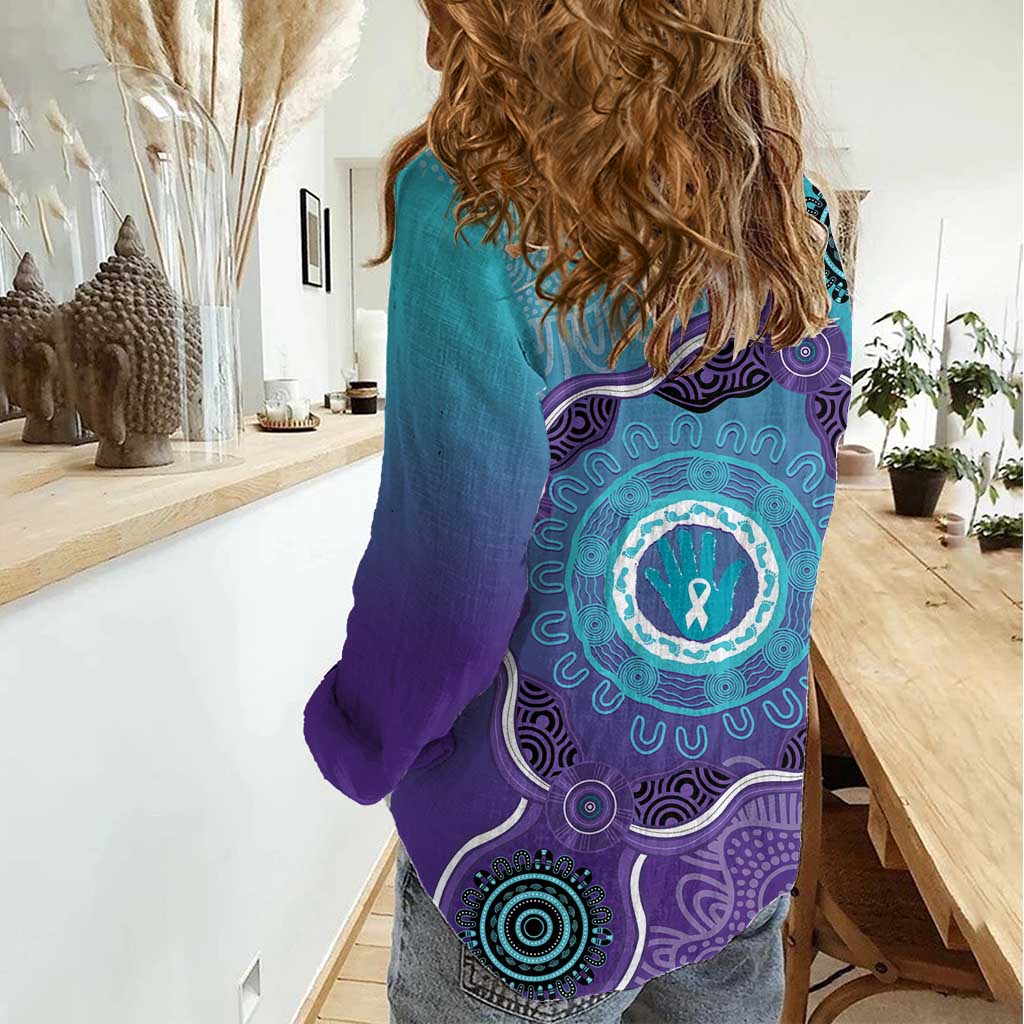 Australia Indigenous Women Casual Shirt Suicide Prevention Month Ribbon Aboriginal Art