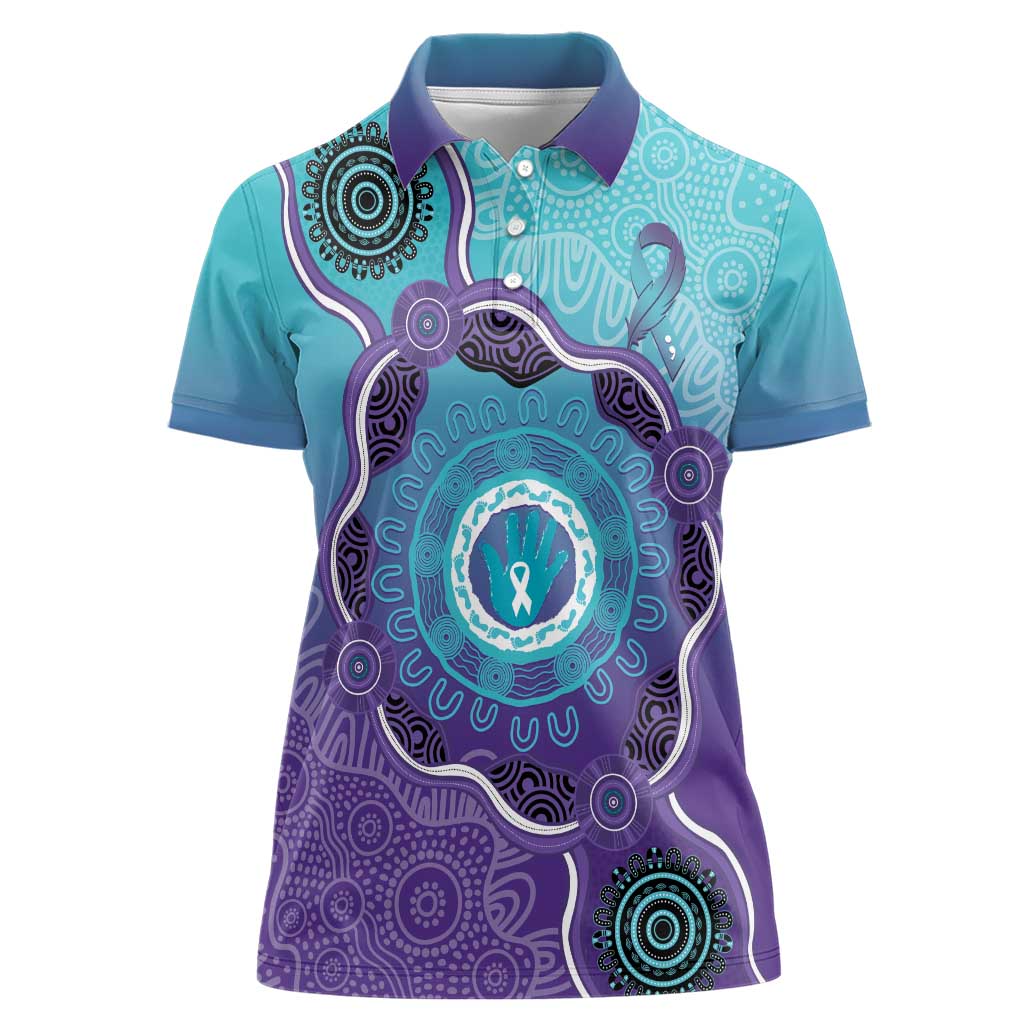 Australia Indigenous Women Polo Shirt Suicide Prevention Month Ribbon Aboriginal Art