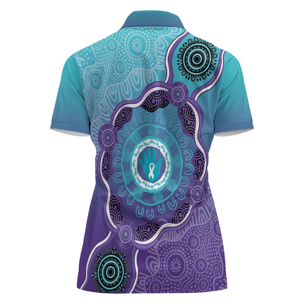 Australia Indigenous Women Polo Shirt Suicide Prevention Month Ribbon Aboriginal Art