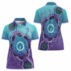Australia Indigenous Women Polo Shirt Suicide Prevention Month Ribbon Aboriginal Art