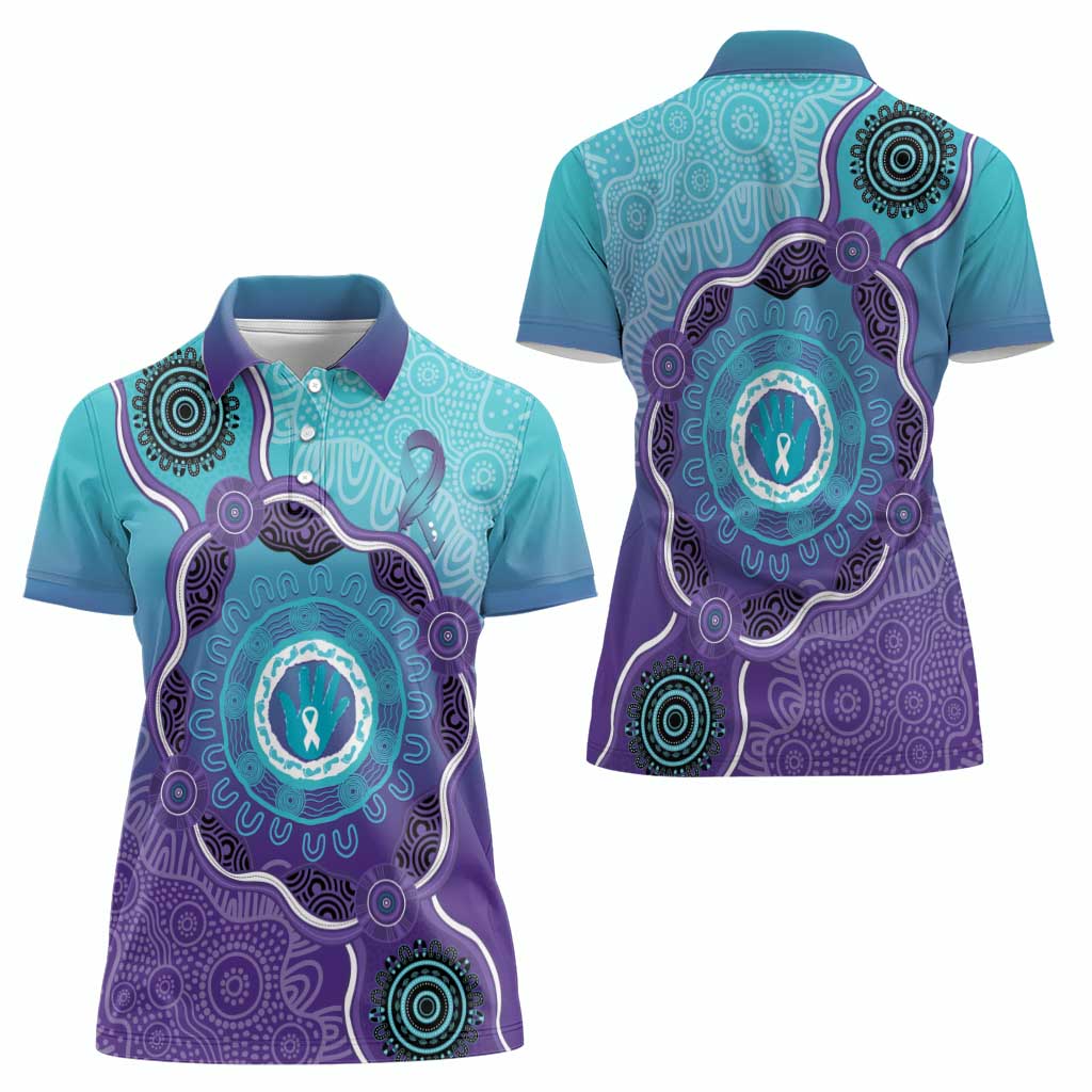 Australia Indigenous Women Polo Shirt Suicide Prevention Month Ribbon Aboriginal Art