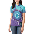 Australia Indigenous Women Polo Shirt Suicide Prevention Month Ribbon Aboriginal Art