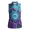 Australia Indigenous Women Sleeveless Polo Shirt Suicide Prevention Month Ribbon Aboriginal Art