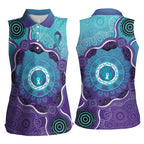 Australia Indigenous Women Sleeveless Polo Shirt Suicide Prevention Month Ribbon Aboriginal Art