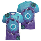 Australia Indigenous Women V-Neck T-Shirt Suicide Prevention Month Ribbon Aboriginal Art