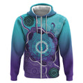 Australia Indigenous Zip Hoodie Suicide Prevention Month Ribbon Aboriginal Art
