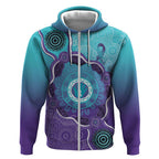 Australia Indigenous Zip Hoodie Suicide Prevention Month Ribbon Aboriginal Art