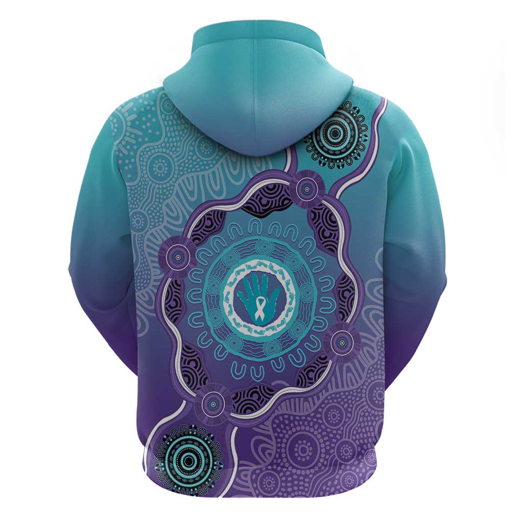 Australia Indigenous Zip Hoodie Suicide Prevention Month Ribbon Aboriginal Art