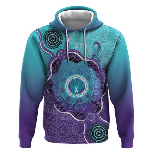 Australia Indigenous Zip Hoodie Suicide Prevention Month Ribbon Aboriginal Art