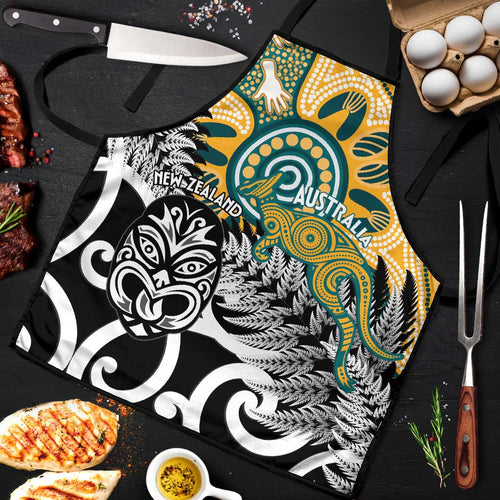 New Zealand Australia Rugby Apron Wallabies Aboriginal All Black Maori Tiki Together - Aussie Hoodie