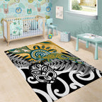 New Zealand Australia Rugby Area Rug Wallabies Aboriginal All Black Maori Tiki Together - Aussie Hoodie