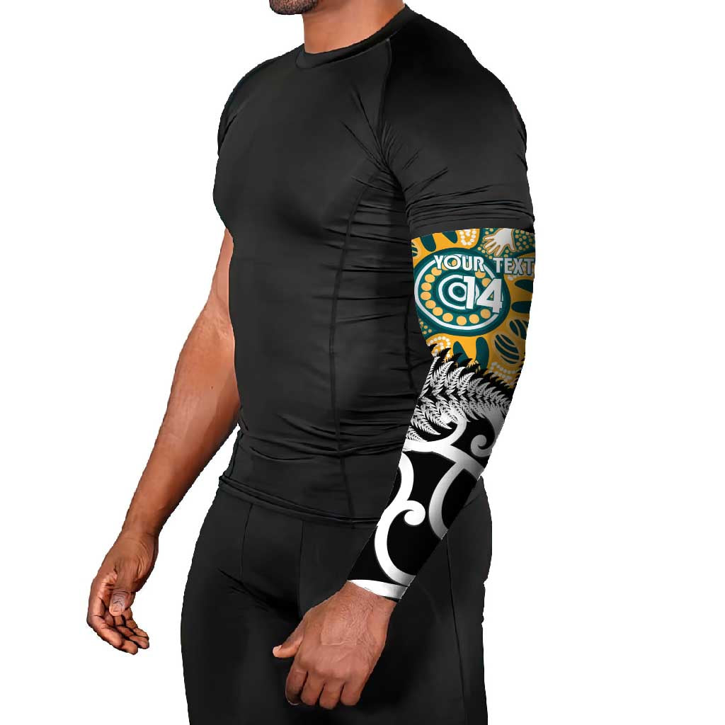 New Zealand Australia Rugby Arm Sleeves Wallabies Aboriginal All Black Maori Tiki Together - Aussie Hoodie