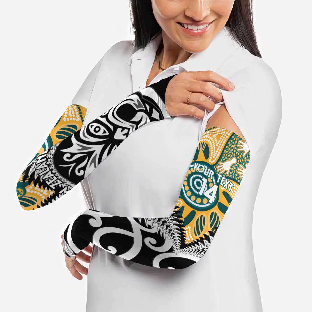 New Zealand Australia Rugby Arm Sleeves Wallabies Aboriginal All Black Maori Tiki Together - Aussie Hoodie