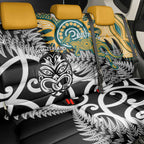 New Zealand Australia Rugby Back Car Seat Cover Wallabies Aboriginal All Black Maori Tiki Together - Aussie Hoodie