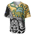 New Zealand Australia Rugby Custom Baseball Jersey Wallabies Aboriginal All Black Maori Tiki Together - Aussie Hoodie