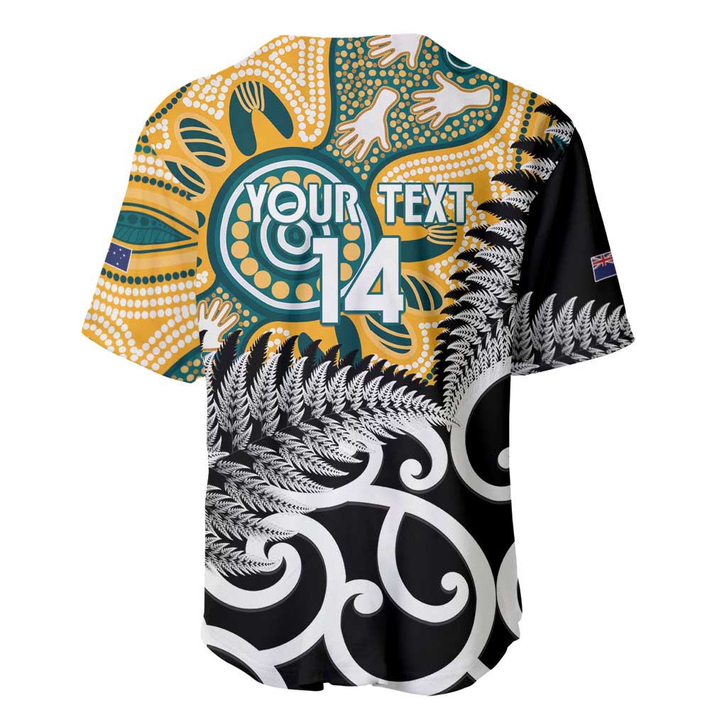 New Zealand Australia Rugby Custom Baseball Jersey Wallabies Aboriginal All Black Maori Tiki Together - Aussie Hoodie