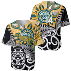 New Zealand Australia Rugby Custom Baseball Jersey Wallabies Aboriginal All Black Maori Tiki Together - Aussie Hoodie
