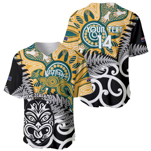 New Zealand Australia Rugby Custom Baseball Jersey Wallabies Aboriginal All Black Maori Tiki Together - Aussie Hoodie